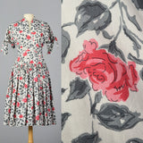 1950s Floral Print Dress with Drop Waist