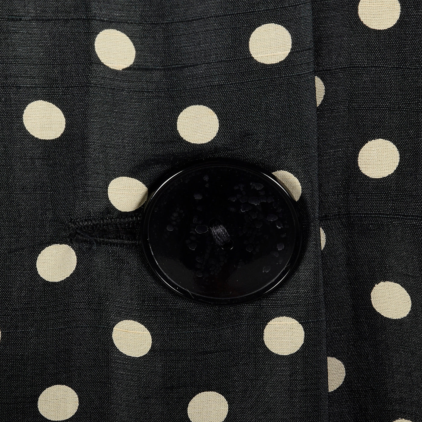 1950s Black Silk Polka Dot Dress