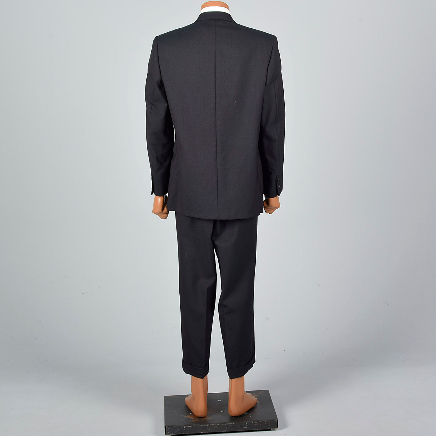 1960s Mens Black Sharkskin Two Piece Suit