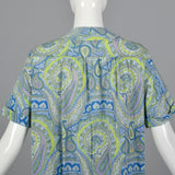 1960s Paisley Print Cotton House Dress
