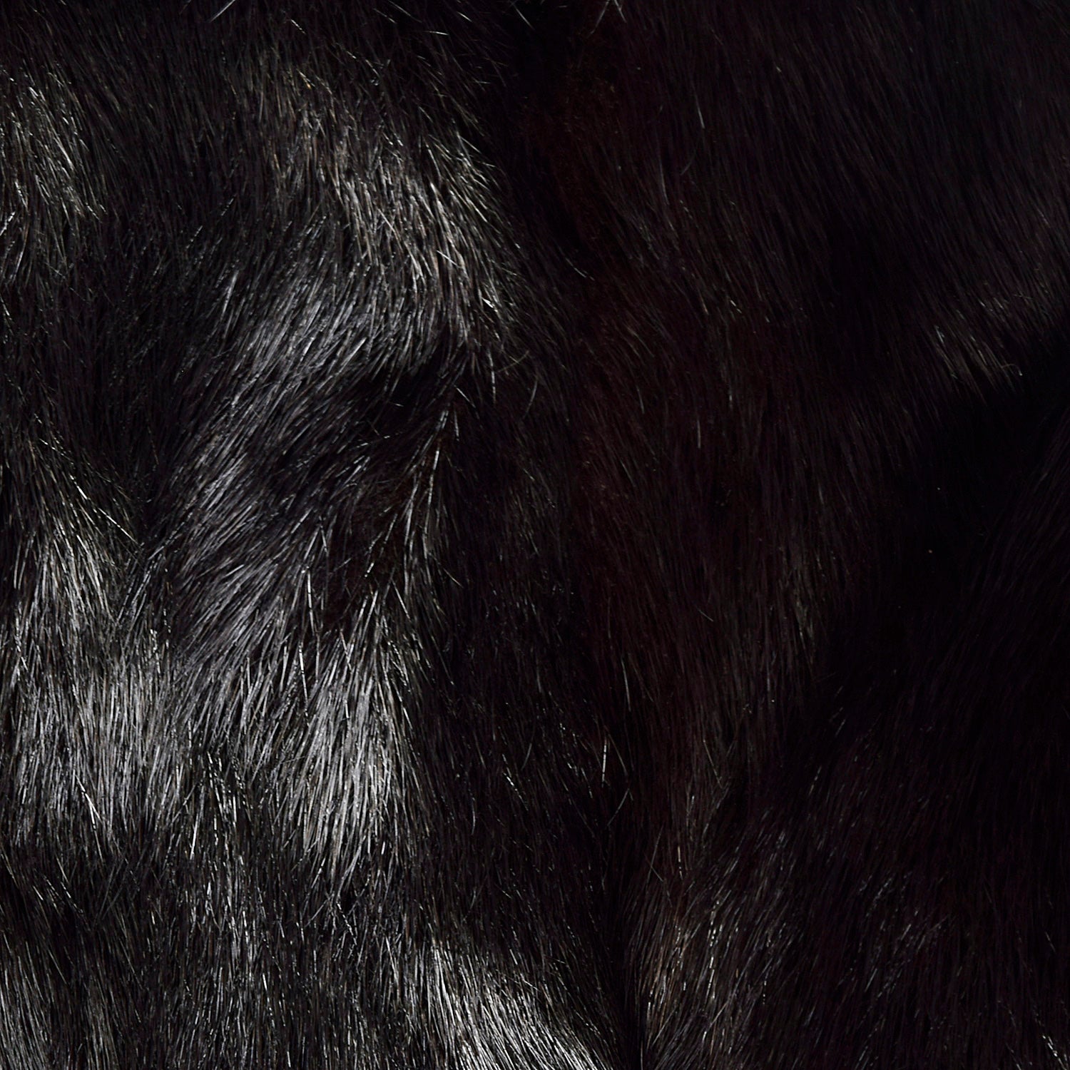 Large 1980s Black Mink Coat with Fox Fur Lapel