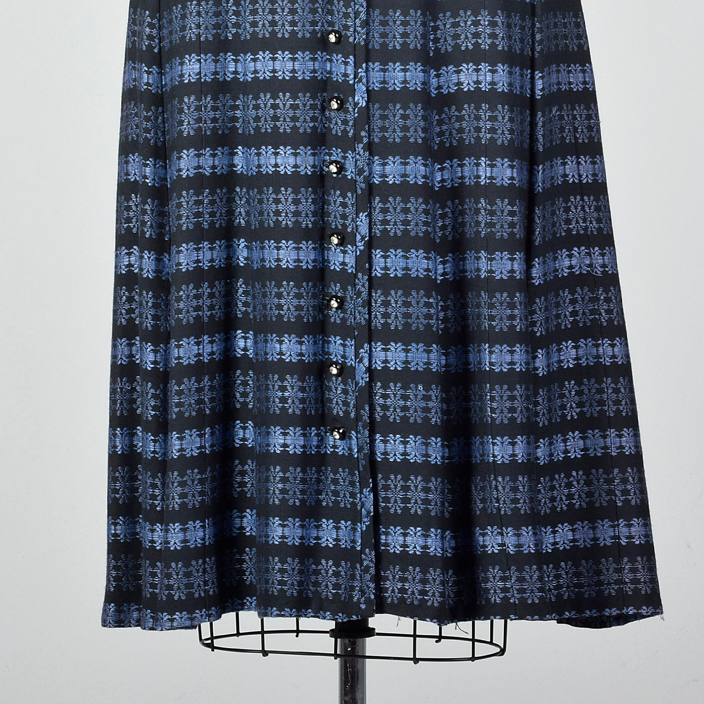 1950s Blue Stripe Dress with Floral Corsage