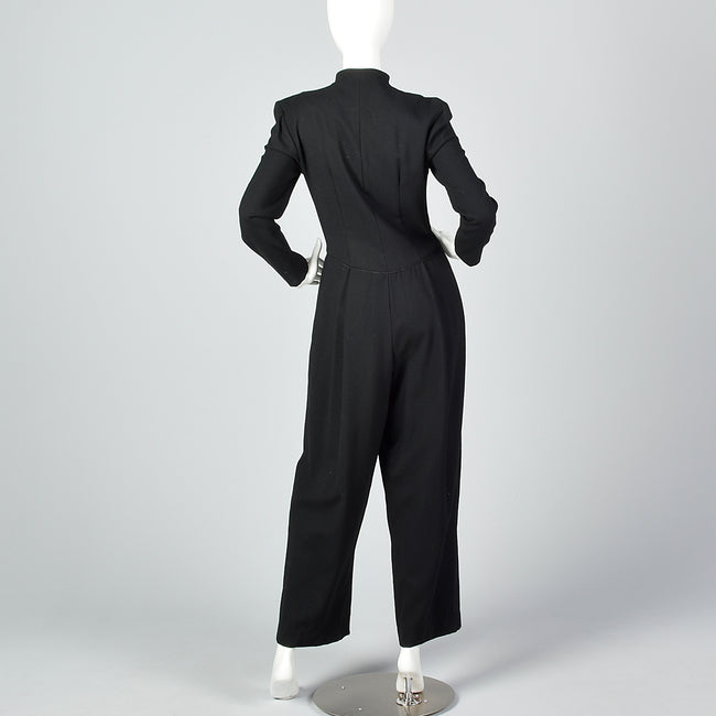 1980s Black Wide Leg Jumpsuit