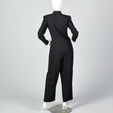 1980s Black Wide Leg Jumpsuit
