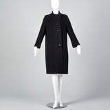 1960s Black Textured Chevron Winter Coat