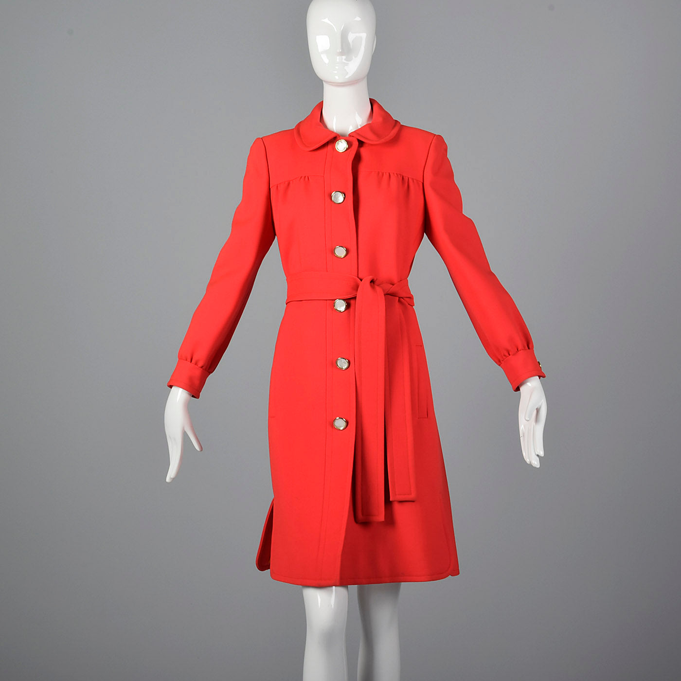 1960s Bright Red Coat Dress