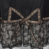 1950s Black Nylon Slip with Lace Hem & Bow Detail