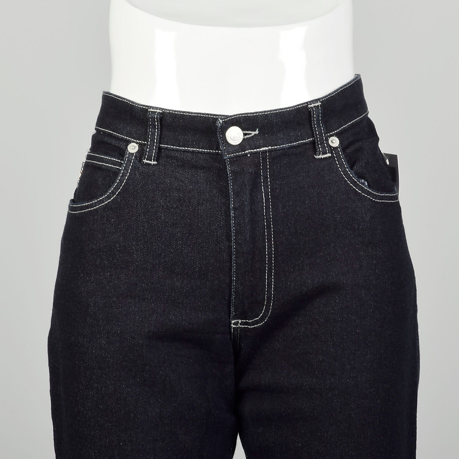 Medium Burberry Jeans Dark Wash Straight Leg Plaid Cuffs