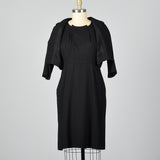 1950s Black Wool Dress and Jacket Set