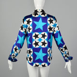 Medium Ellen Tracy 1990s Silk Star Print Blouse