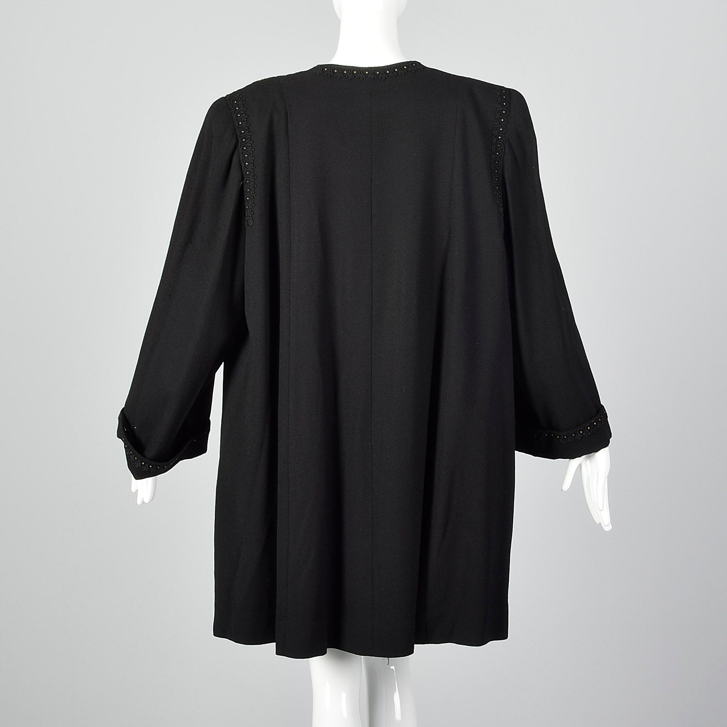 1940s Black Swing Coat with Soutache & Studs