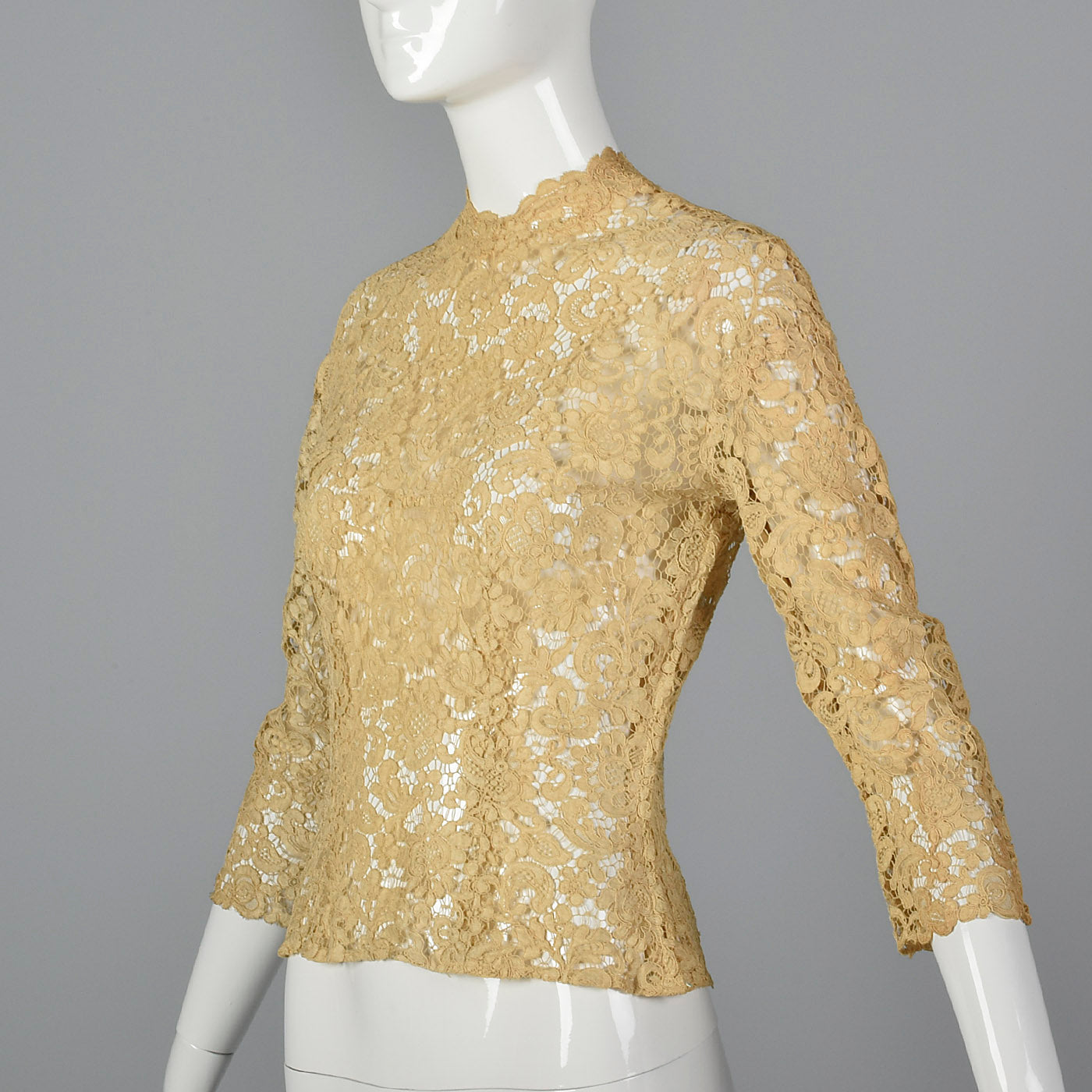 1950s Cream Lace Top with Side Zip