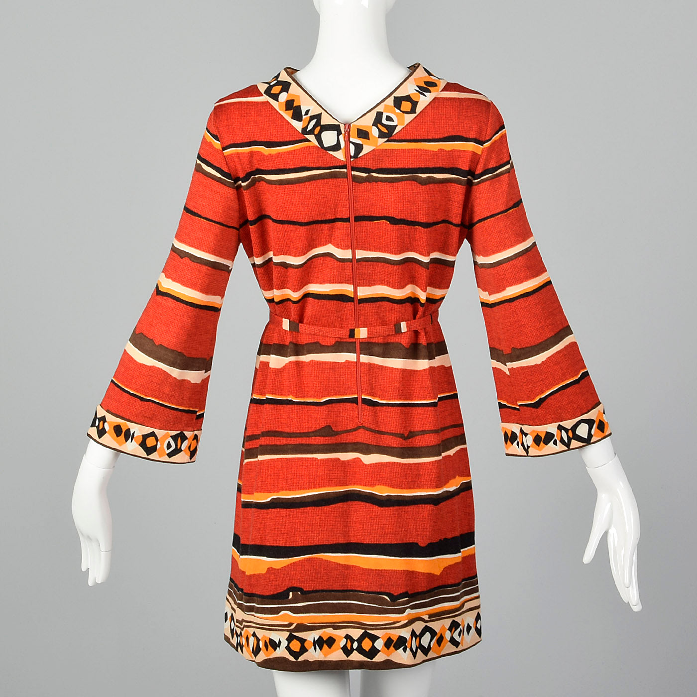 1970s Goldworm Red Abstract Print Dress