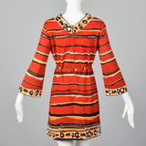 1970s Goldworm Red Abstract Print Dress