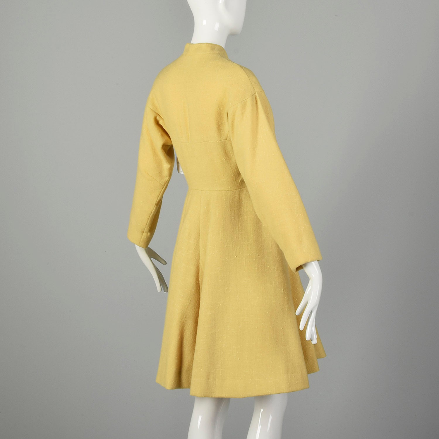 Small 1950s Princess Coat Yellow Wool Spring Jacket Rockabilly Pin Up Outerwear