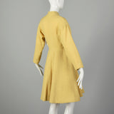 Small 1950s Princess Coat Yellow Wool Spring Jacket Rockabilly Pin Up Outerwear