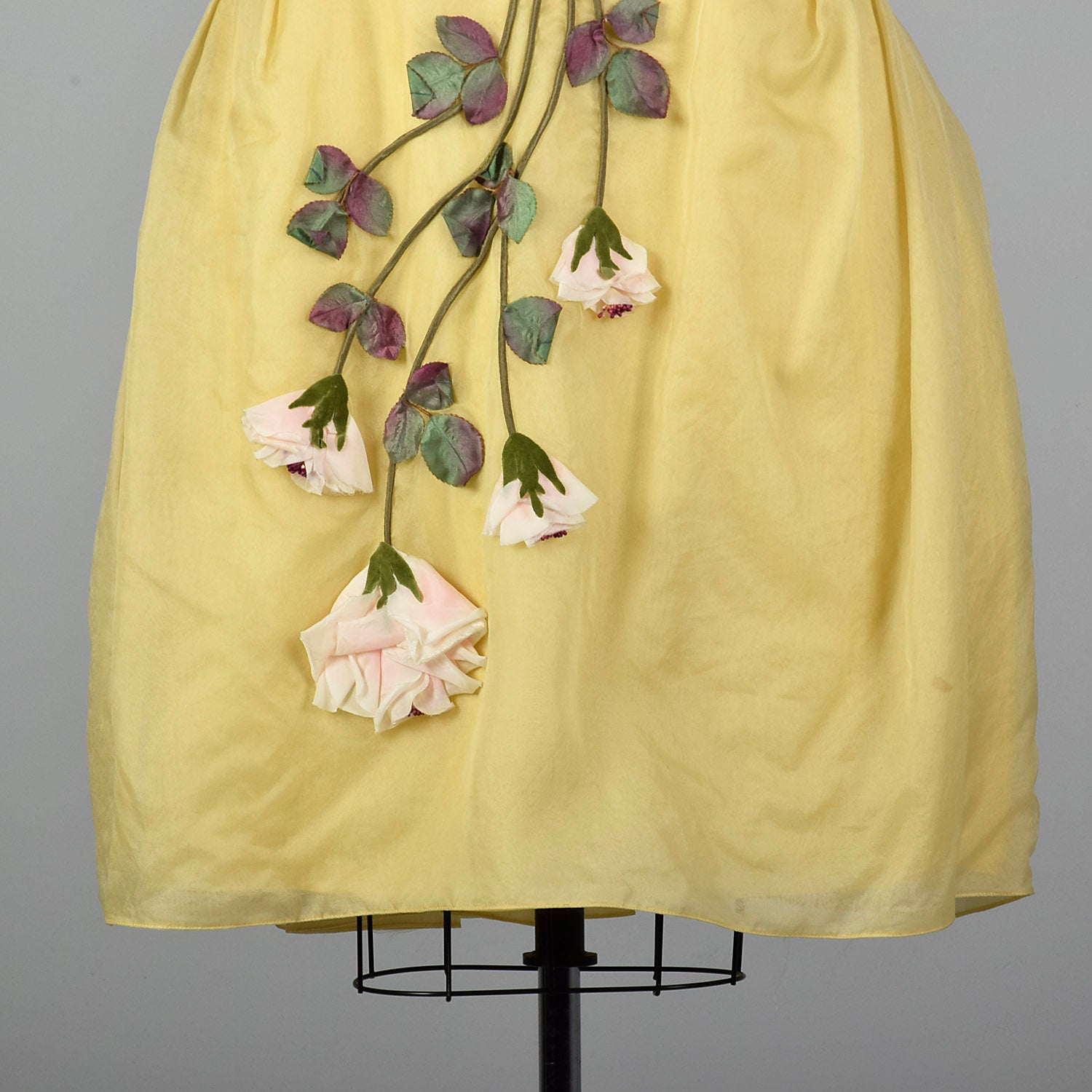 XS 1950s Yellow Rose Cocktail Dress