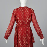Adele Simpson Red Evening Dress with Golden Raindrops