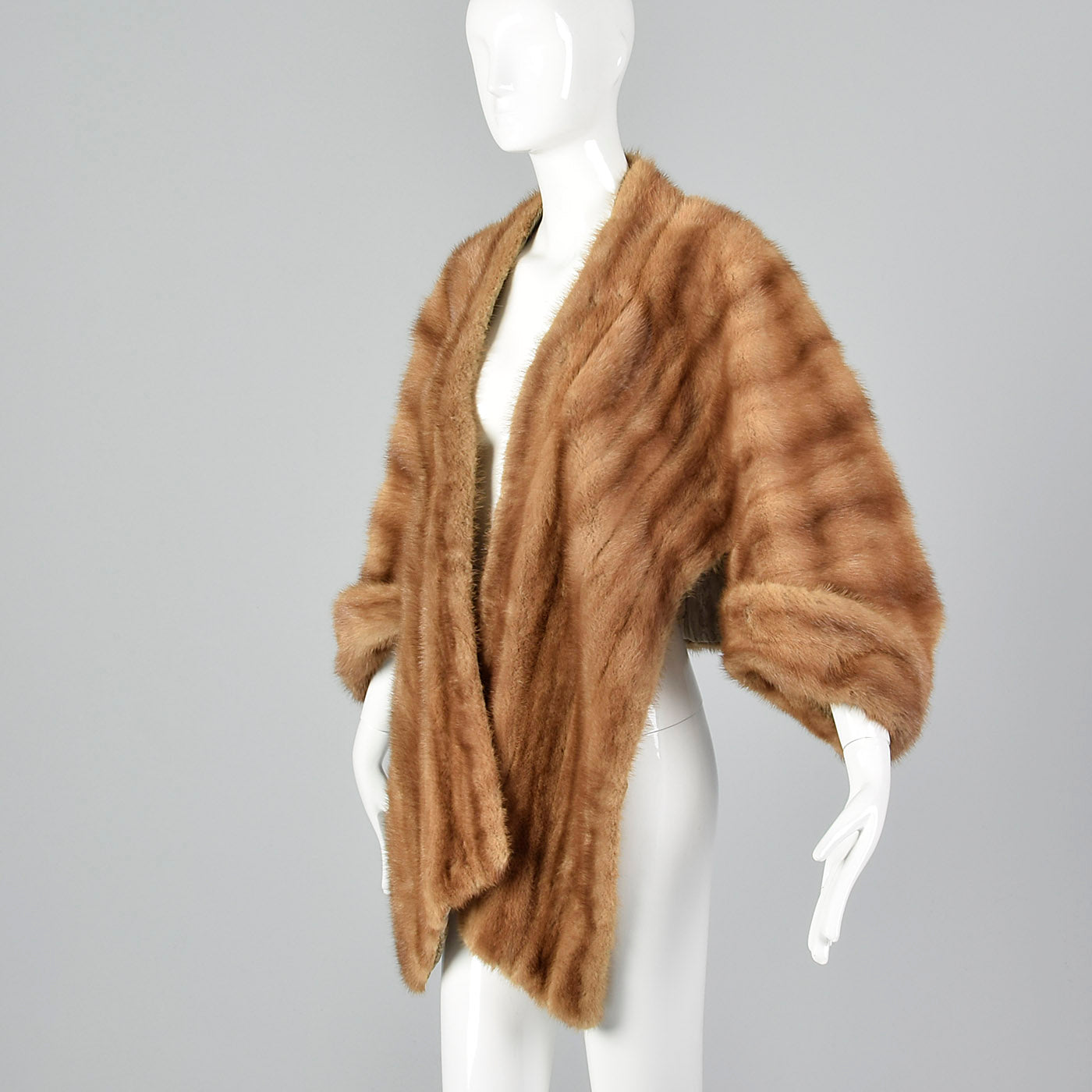 1950s Mink Stole with Large Sleeve Cuffs
