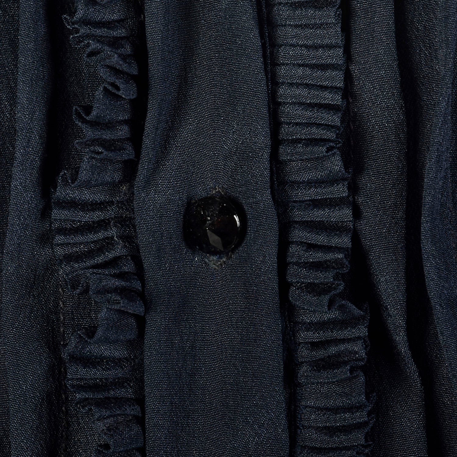 Large 1910s Blouse Edwardian Navy Blue Silk Shirt Pleated Tie Back Waist Top