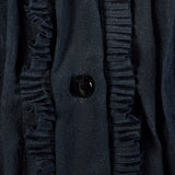 Large 1910s Blouse Edwardian Navy Blue Silk Shirt Pleated Tie Back Waist Top