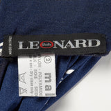 1980s Leonard Paris Navy Blue Floral Dress