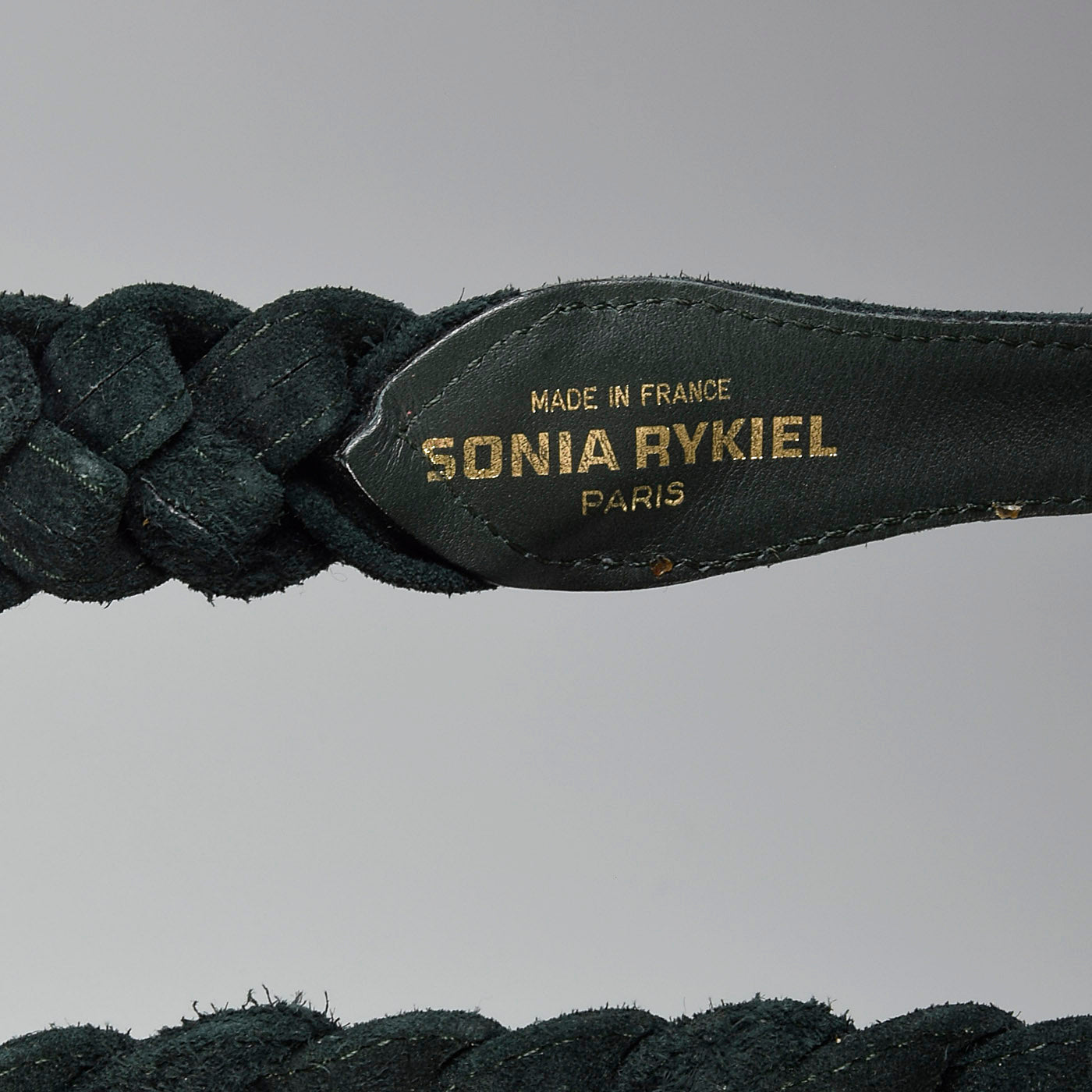 1990s Sonia Rykiel Green Suede Braided Belt