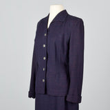 1950s Navy Blue Skirt Suit with Decorative Buttons