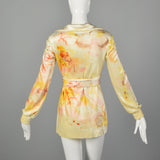XS Holly Harp 1970s Cream Hand Painted Wrap Top