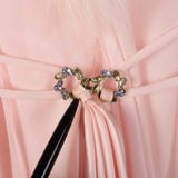 Claire Sandra by Lucie Ann Pink Neglige Robe with Feather Collar