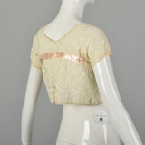 XS 1930s Crochet Bolero Lingerie Boudoir Sexy Bed Jacket