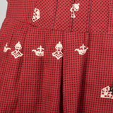 Medium 1950s Day Dress Cotton Novelty Print Casual Long Sleeve
