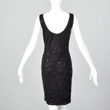 1990s Carmen Marc Valvo Black Beaded Dress