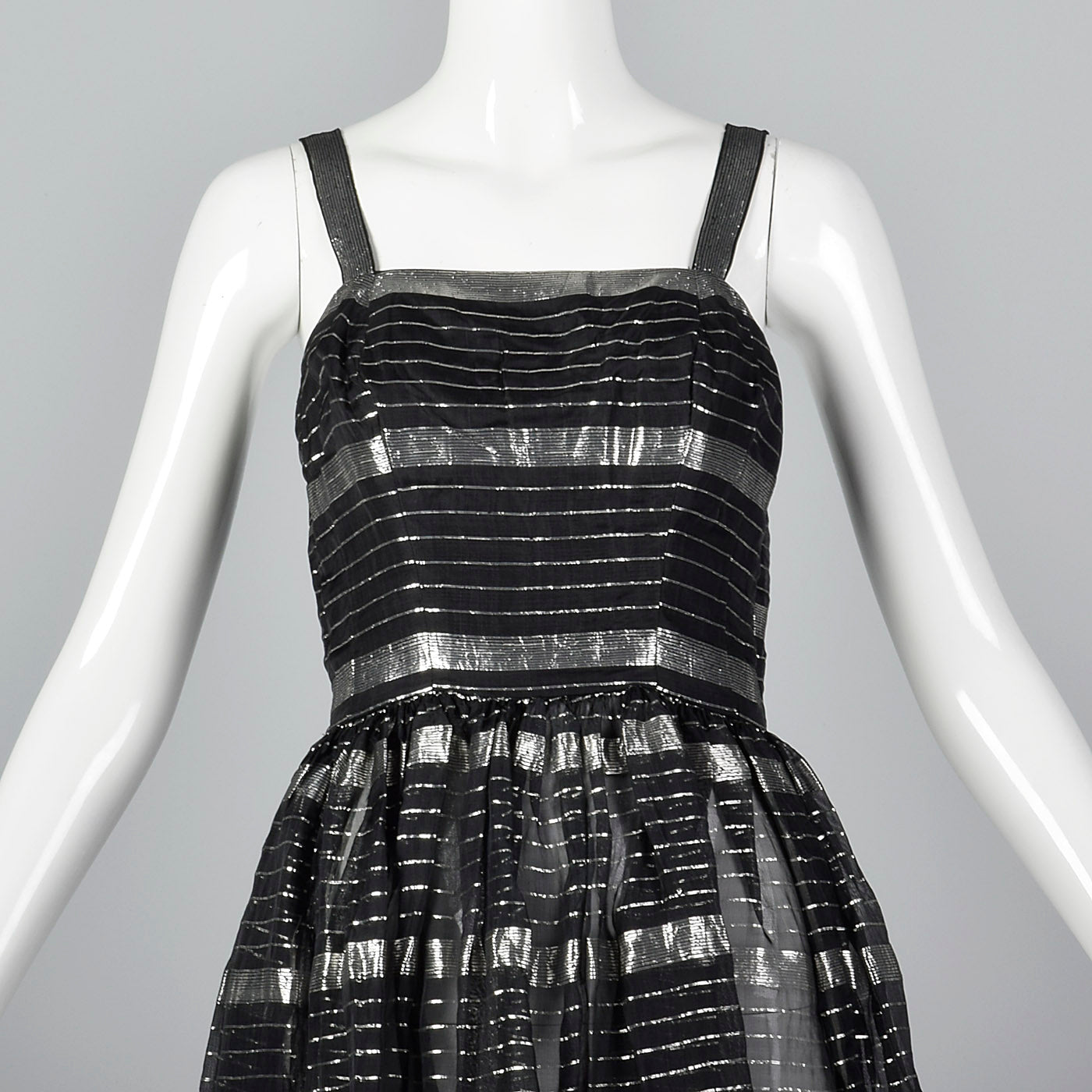 1950s Sheer Black and Silver Dress