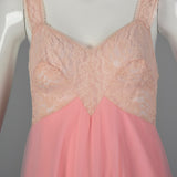 1960s Pink Nightgown with Shaped Lace Bust