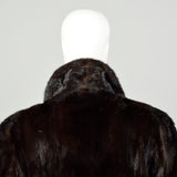 Medium 1980s Jacket Brown Shawl Collar Real Mink Fur Winter Car Coat