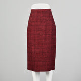 1960s Red & Black Wool Tweed Pencil Skirt