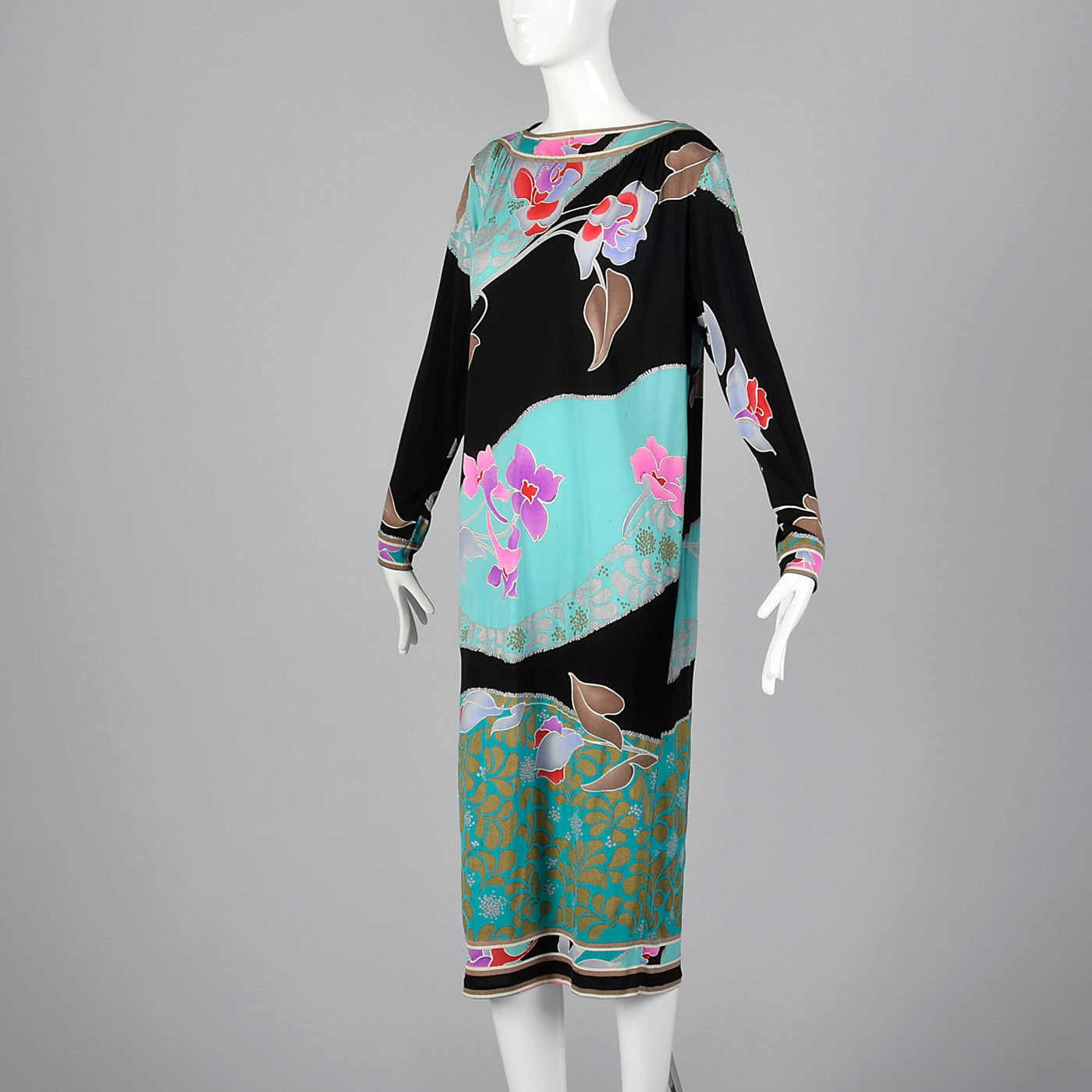 1980s Leonard Paris Silk Jersey Printed Dress