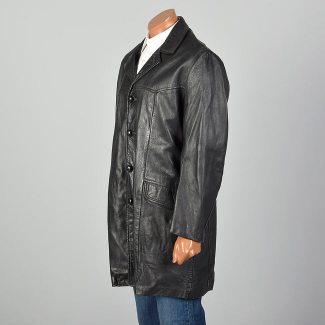 Large 1950s Black Leather Jacket