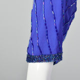 1990s Blue Beaded Cocktail Dress