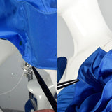 XS 1980s Blue Silver Sequin Calypso Gown Hi Lo Ruffle Hem Asymmetric Taffeta Skirt