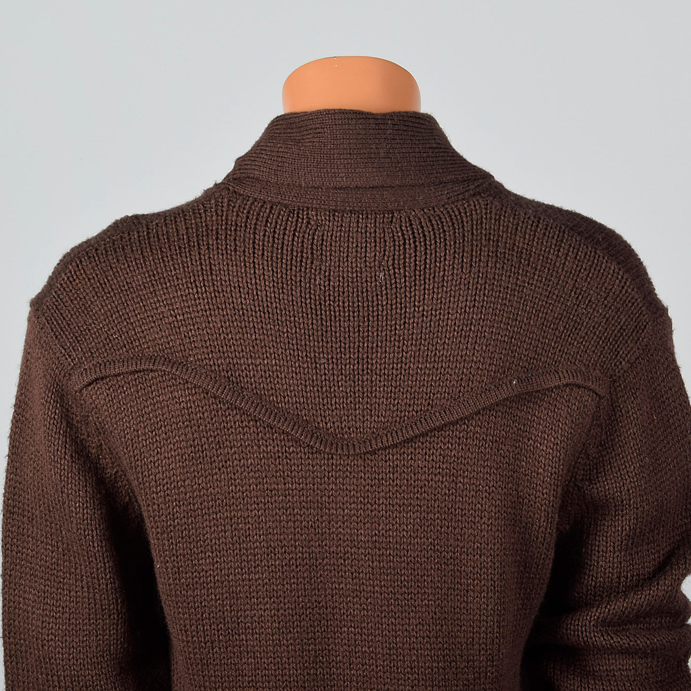 1970s Mens Soft Brown Sweater with Shoulder Yoke