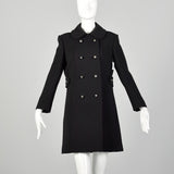 Small 1960s Mod Black Coat Double Breasted Military Style