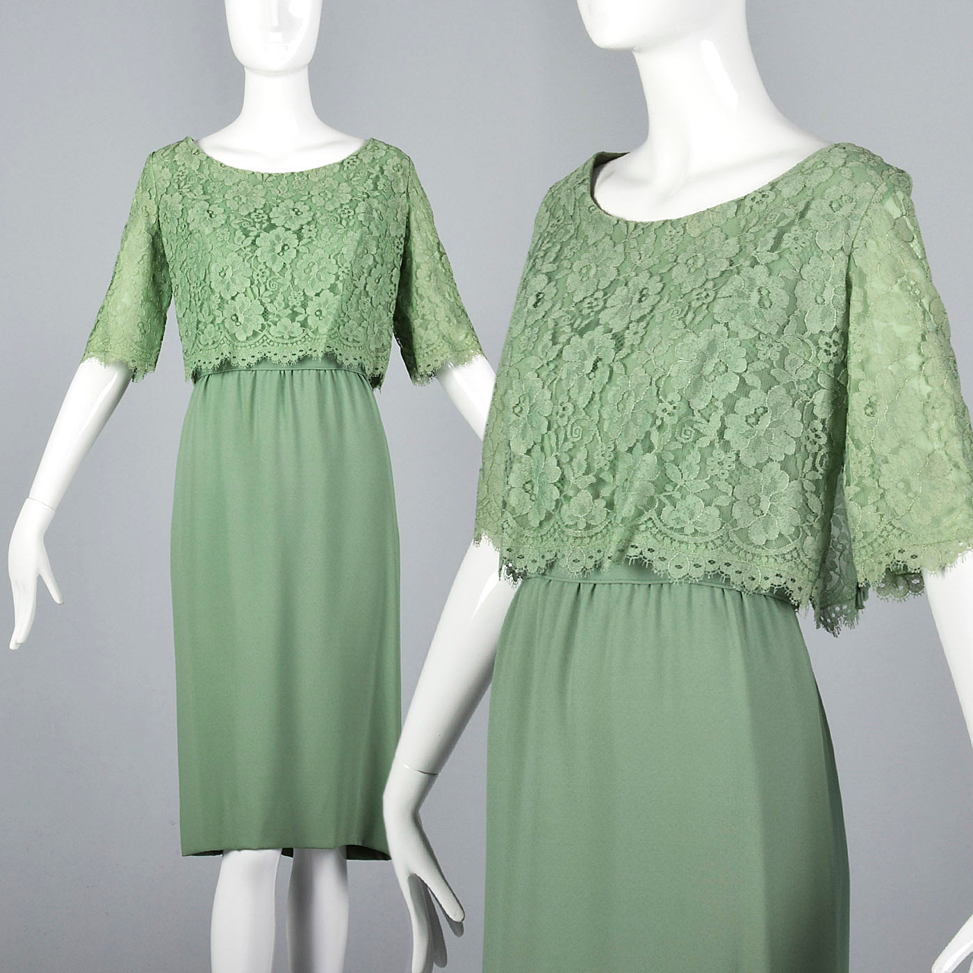 1960s Emma Domb Green Cocktail Dress