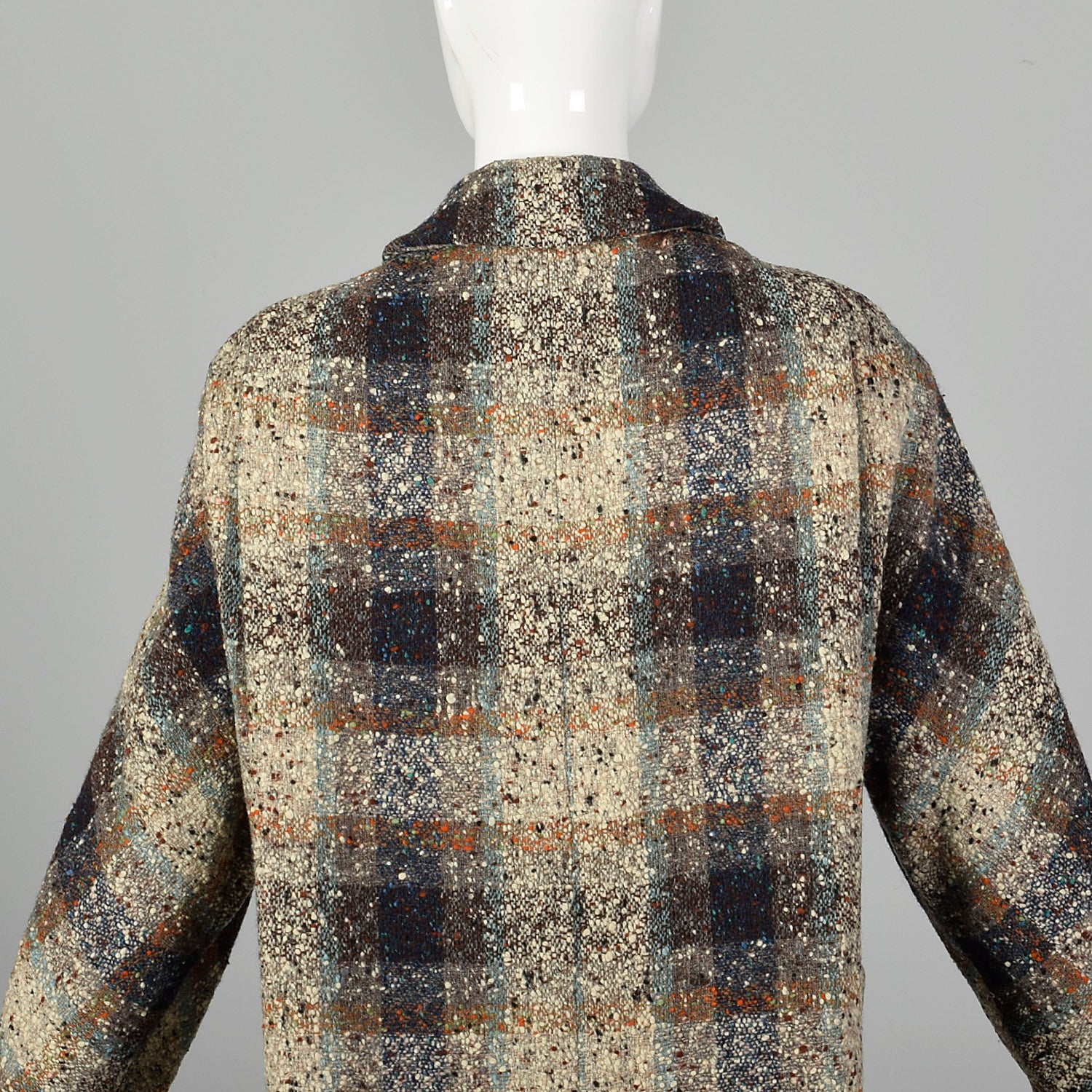 Medium 1950s Gray Plaid Tweed Coat