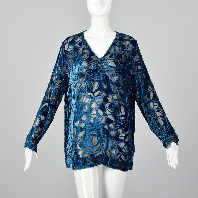 XL 1920s Silk Devore Blouse