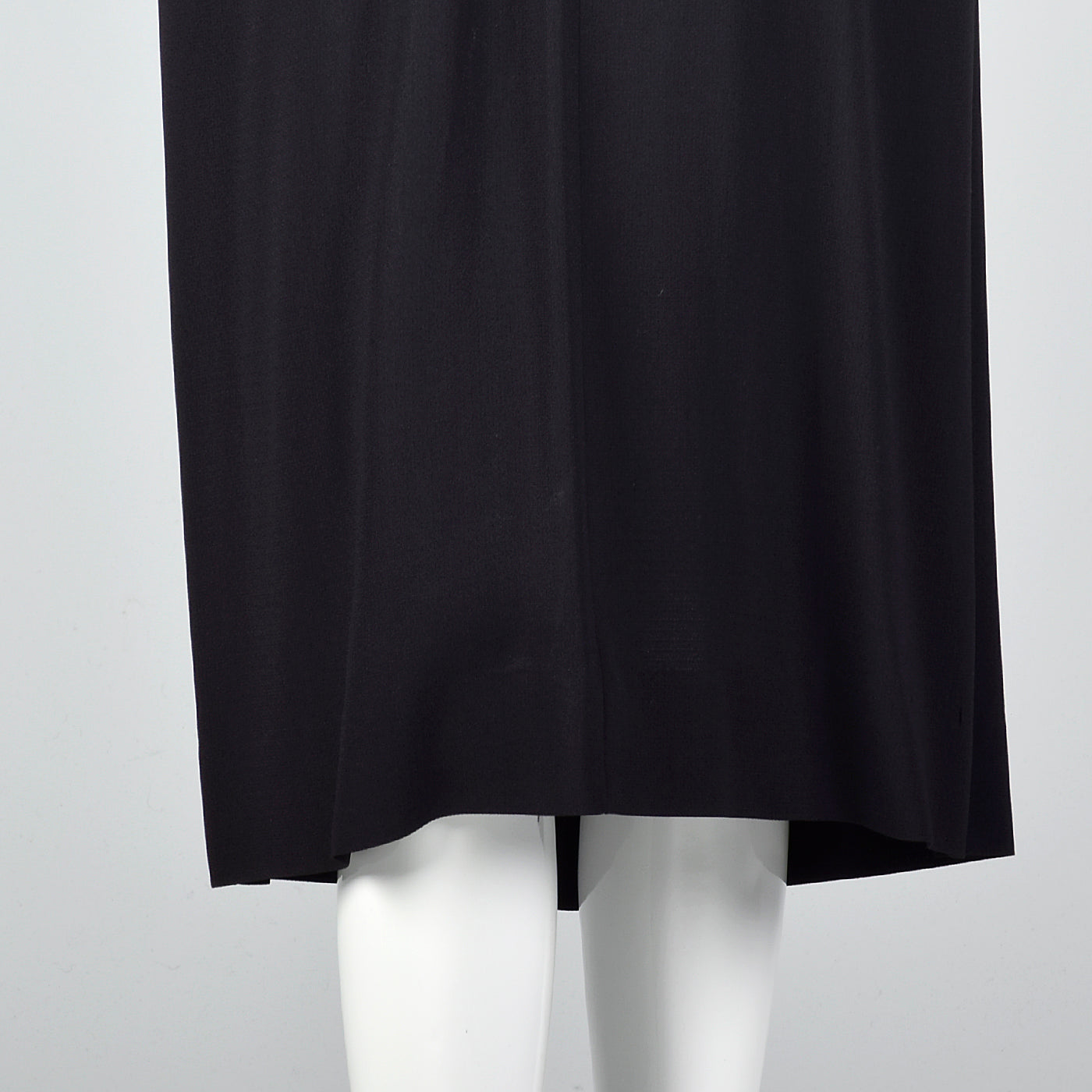 1950s Black Rayon Dress with Velvet Trim and Shawl Collar