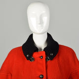 Large 1960s Hudson Bay Coat Red Wool Vintage Winter Outerwear Faux Shearling