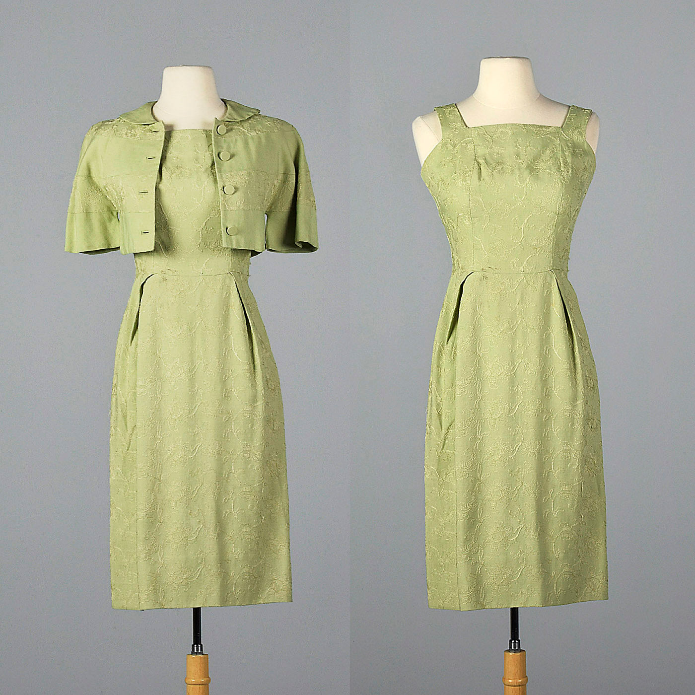 1950s Green Dress with Matching Jacket Style & Salvage 1950s Green Dress with Matching Jacket Style & Salvage