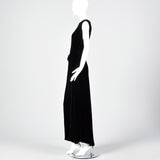 1940s Asymmetric Black Silk Velvet Dress